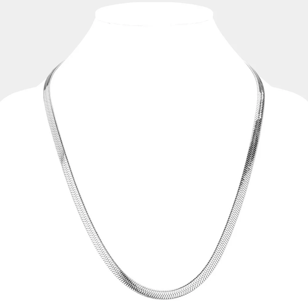 Stainless Steel Herringbone Chain Metal Necklace